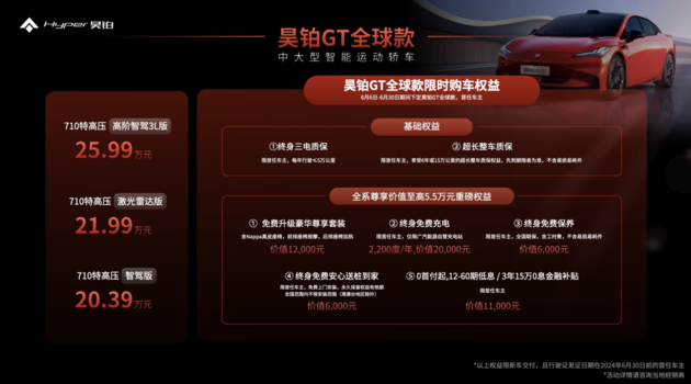昊铂GT全球款正式上市,售价区间20.39万元-25.99万元