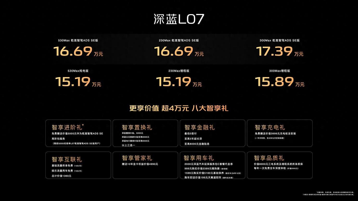 深蓝L07正式上市,15.19万起,纯电/增程双版本,搭华为智驾