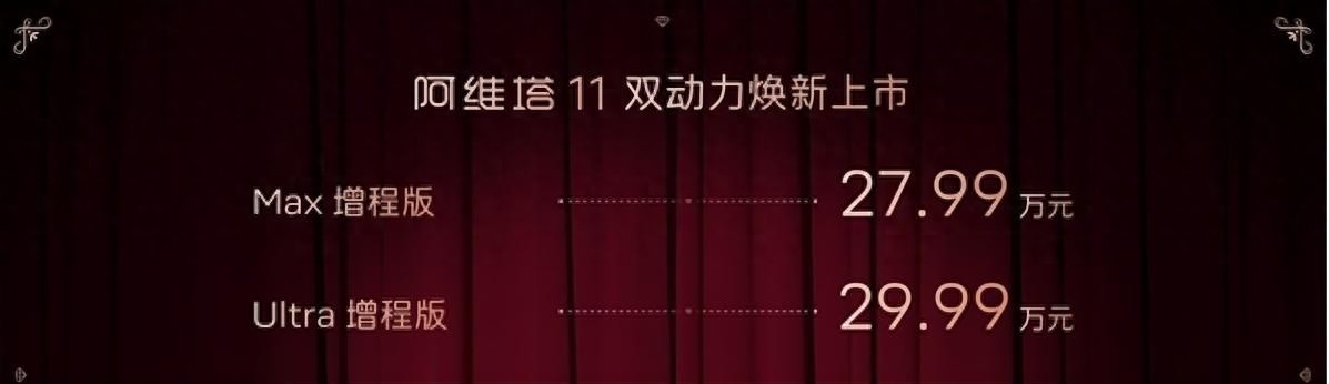 综合续航1065KM,配置更丰富,阿维塔11增程版售价27.99万起