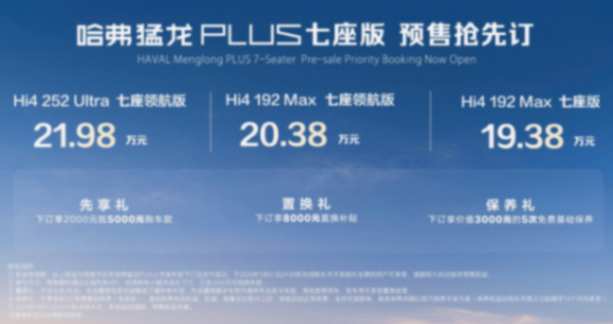 猛龙PLUS七座版基于用户需求打造,采用2+3+2七座布局,车身轴距2850mm,车长超4.9米,车内空间可灵活调整